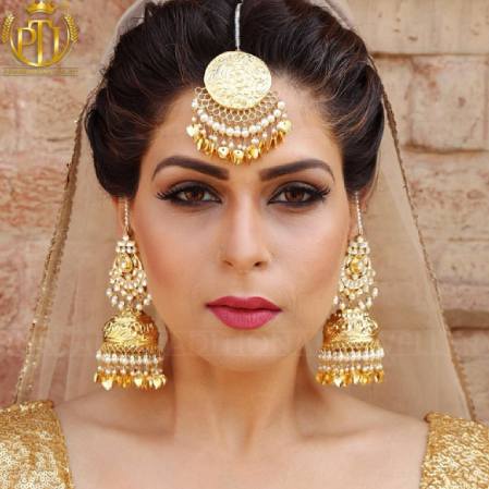 Buy CRUNCHY FASHION Punjabi Traditional Gold Finished Black Kundan Pearl  Jhumki Style Earrings Online at Best Prices in India - JioMart.
